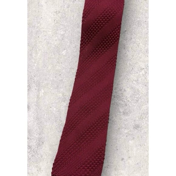 GIBSON Polyester Knit Tie Solid Burgundy Striped W:2 EUC - Picture 6 of 6